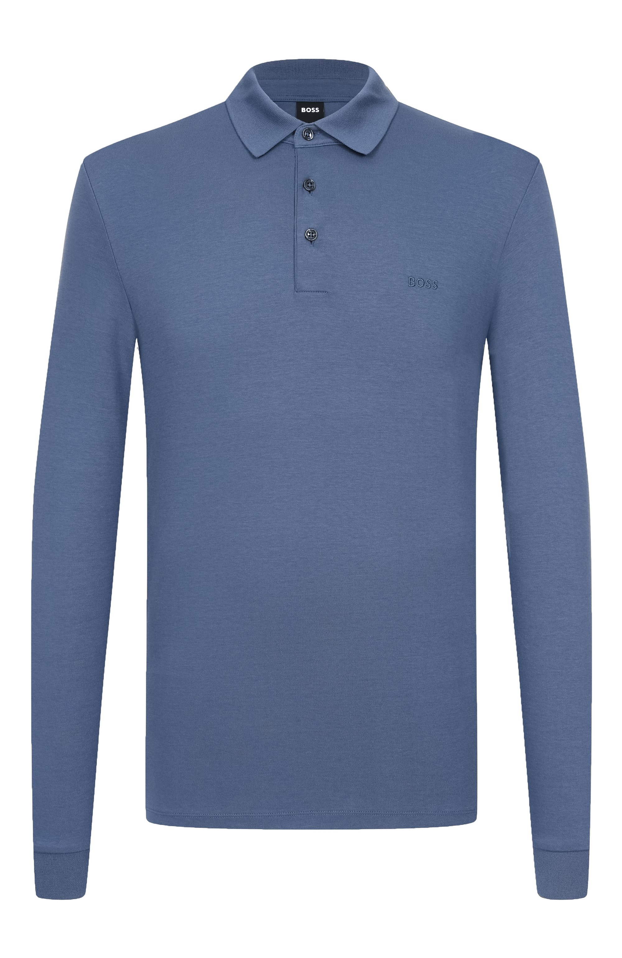 Хлопковое поло BOSS синего цвета по цене 17950 руб., арт. 50468392, фото 1 Хлопковое поло BOSS, арт. 50468392, фото 1