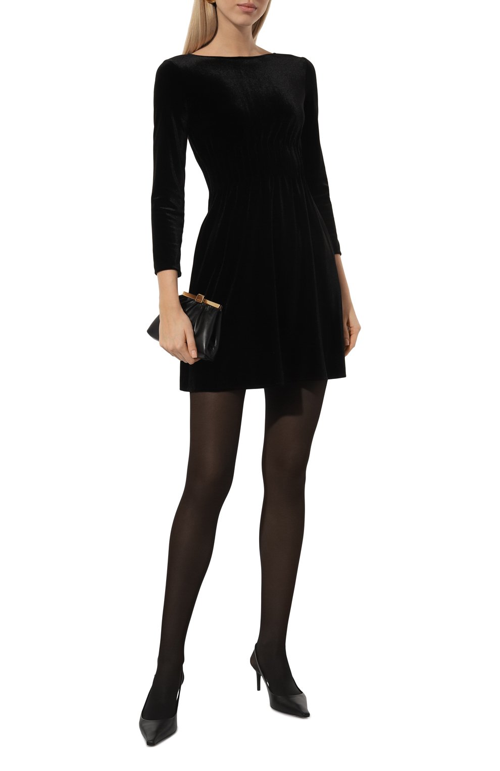 Бархатное платье EMPORIO ARMANI черного цвета по цене 37550 руб., арт. 6D2A6A/2JVZZ, фото 2 Бархатное платье EMPORIO ARMANI, арт. 6D2A6A/2JVZZ, фото 2