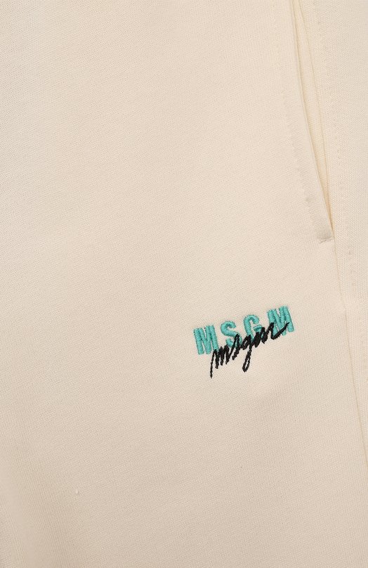Хлопковые брюки MSGM kids Кремовый, фото 3