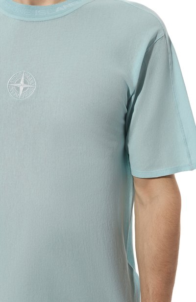 Хлопковая футболка STONE ISLAND голубого цвета по цене 25350 руб., арт. 206E5, фото 5 Хлопковая футболка STONE ISLAND, арт. 206E5, фото 5
