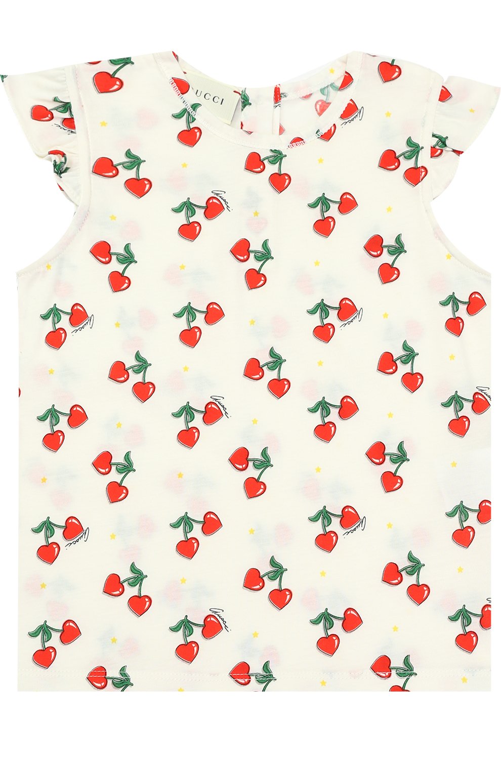 Хлопковый топ с принтом и оборками GUCCI, арт. 458222/X5N48, фото 1