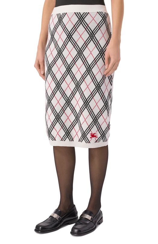 Хлопковая юбка Burberry 8110570 Белый  8110570 Фото 3
