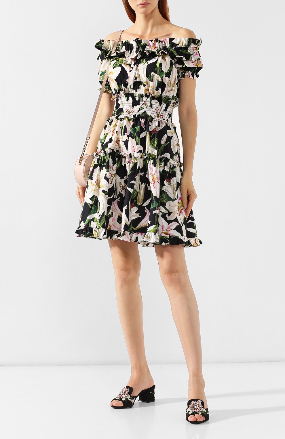 Хлопковое платье DOLCE & GABBANA черного цвета по цене 156500 руб., арт. F6A0UT/HS5E0, фото 2 Хлопковое платье DOLCE & GABBANA, арт. F6A0UT/HS5E0, фото 2