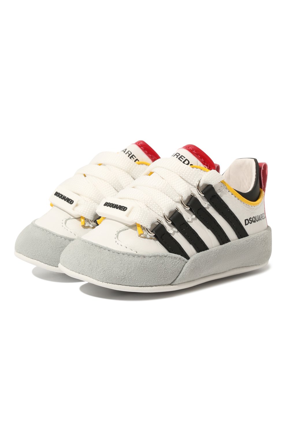 Кожаные пинетки DSQUARED2 белого цвета по цене 17550 руб., арт. 70680 VAR.2, фото 1 Кожаные пинетки DSQUARED2, арт. 70680 VAR.2, фото 1