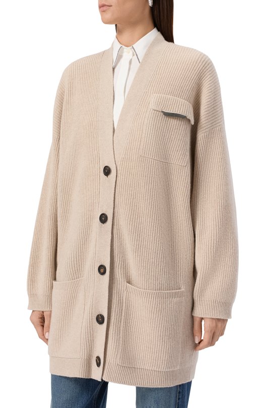 Кашемировый кардиган Brunello Cucinelli M12721716P Бежевый  M12721716P Фото 3