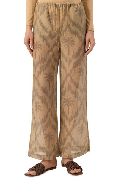 Брюки из хлопка и шелка MANEBI бежевого цвета по цене 32950 руб., арт. V73FQ, фото 3 Брюки из хлопка и шелка MANEBI, арт. V73FQ, фото 3