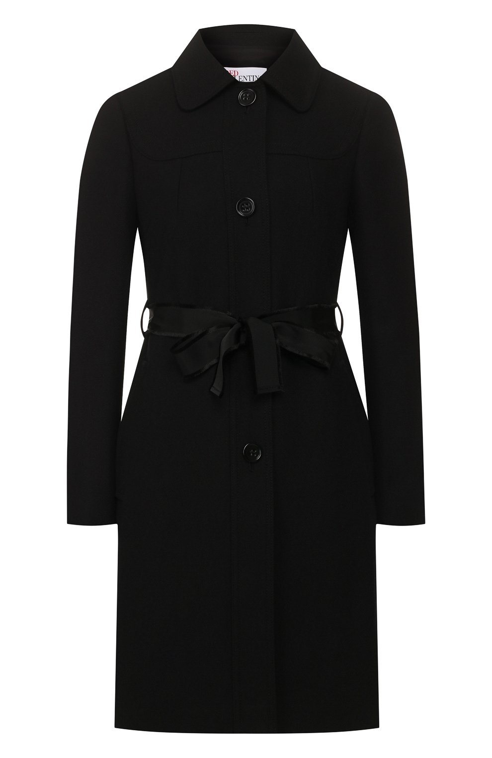 Пальто с поясом REDVALENTINO черного цвета по цене 62600 руб., арт. TR3CAB50/38S, фото 1 Пальто с поясом REDVALENTINO, арт. TR3CAB50/38S, фото 1