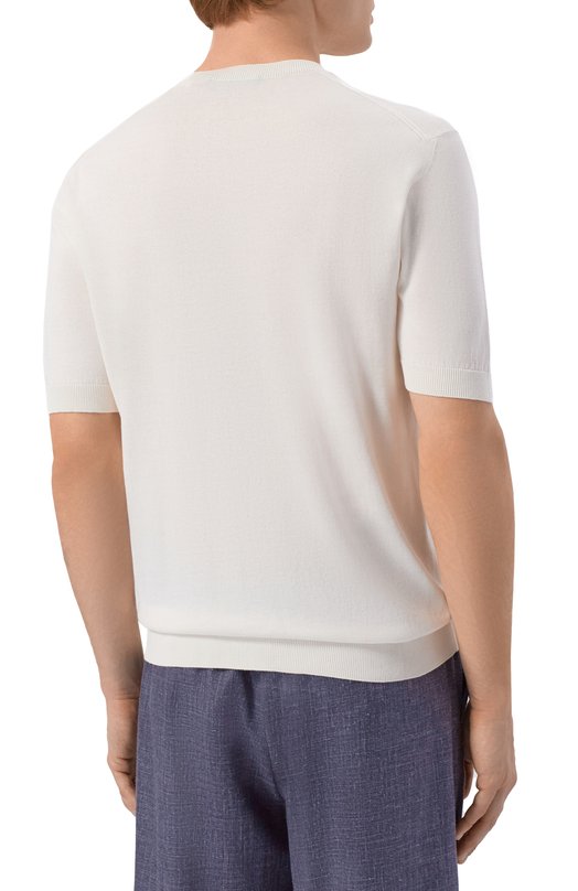 Джемпер из шелка и хлопка Andrea Campagna M5425-1033 Белый  M5425-1033 Фото 4