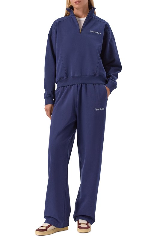 Хлопковые брюки Sporty and Rich PA05561300BL106 Синий  PA05561300BL106 Фото 2