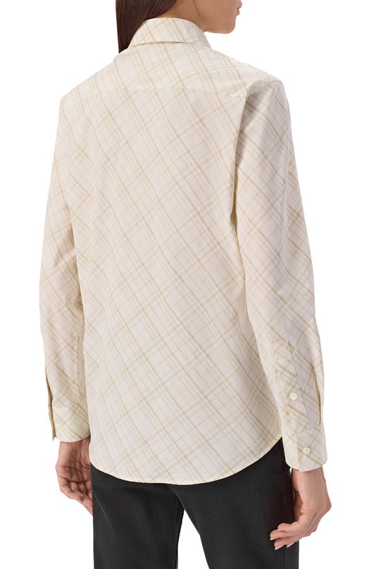 Хлопковая рубашка Burberry 8110914 Кремовый  8110914 Фото 4