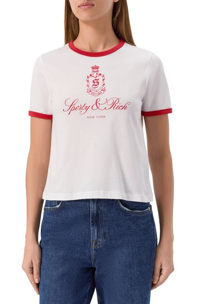 Хлопковая футболка SPORTY AND RICH, арт. T0073602231WH35, фото 3