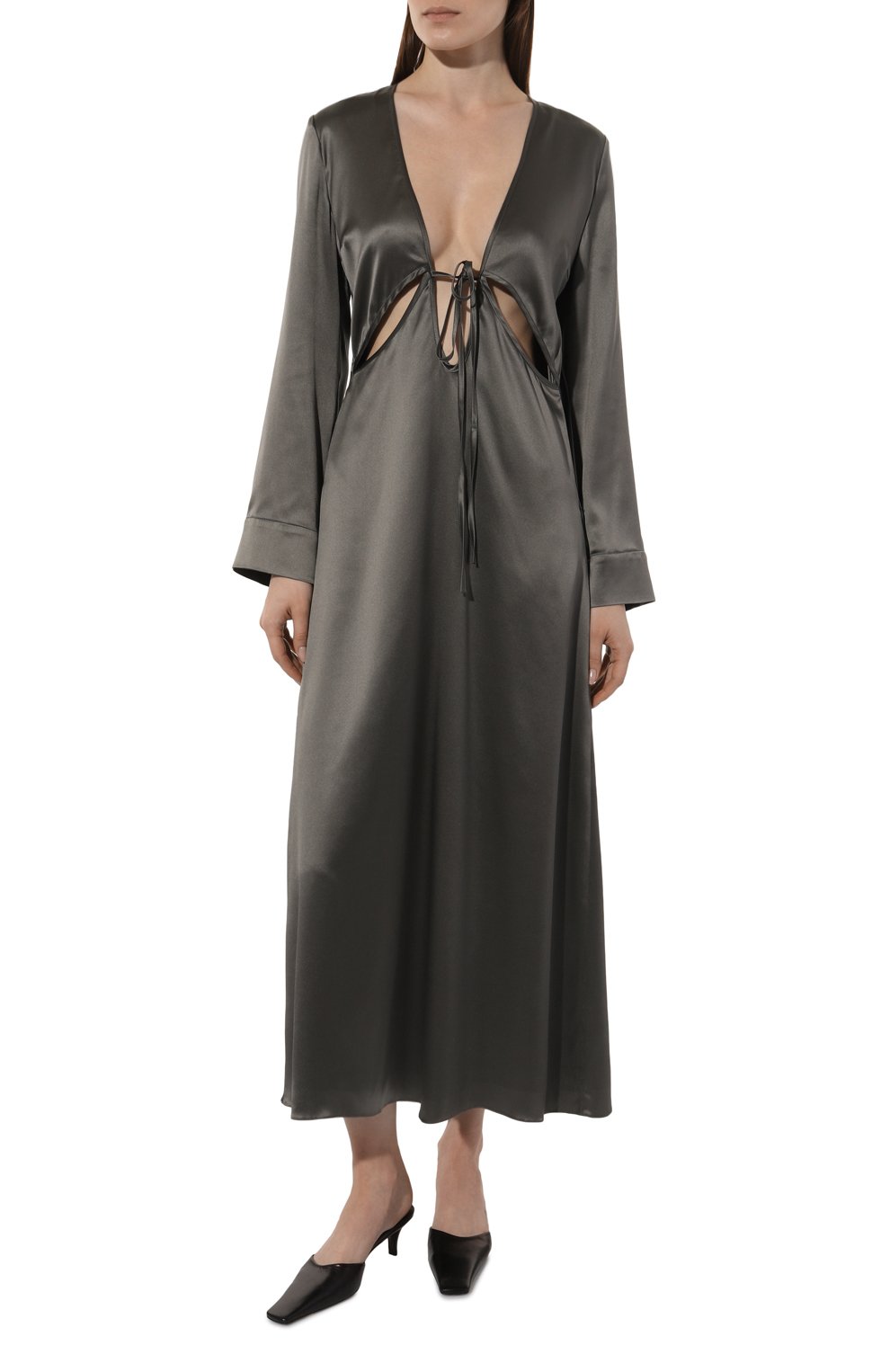 Шелковое платье JM STUDIO серого цвета по цене 50950 руб., арт. FW232437, фото 3 Шелковое платье JM STUDIO, арт. FW232437, фото 3