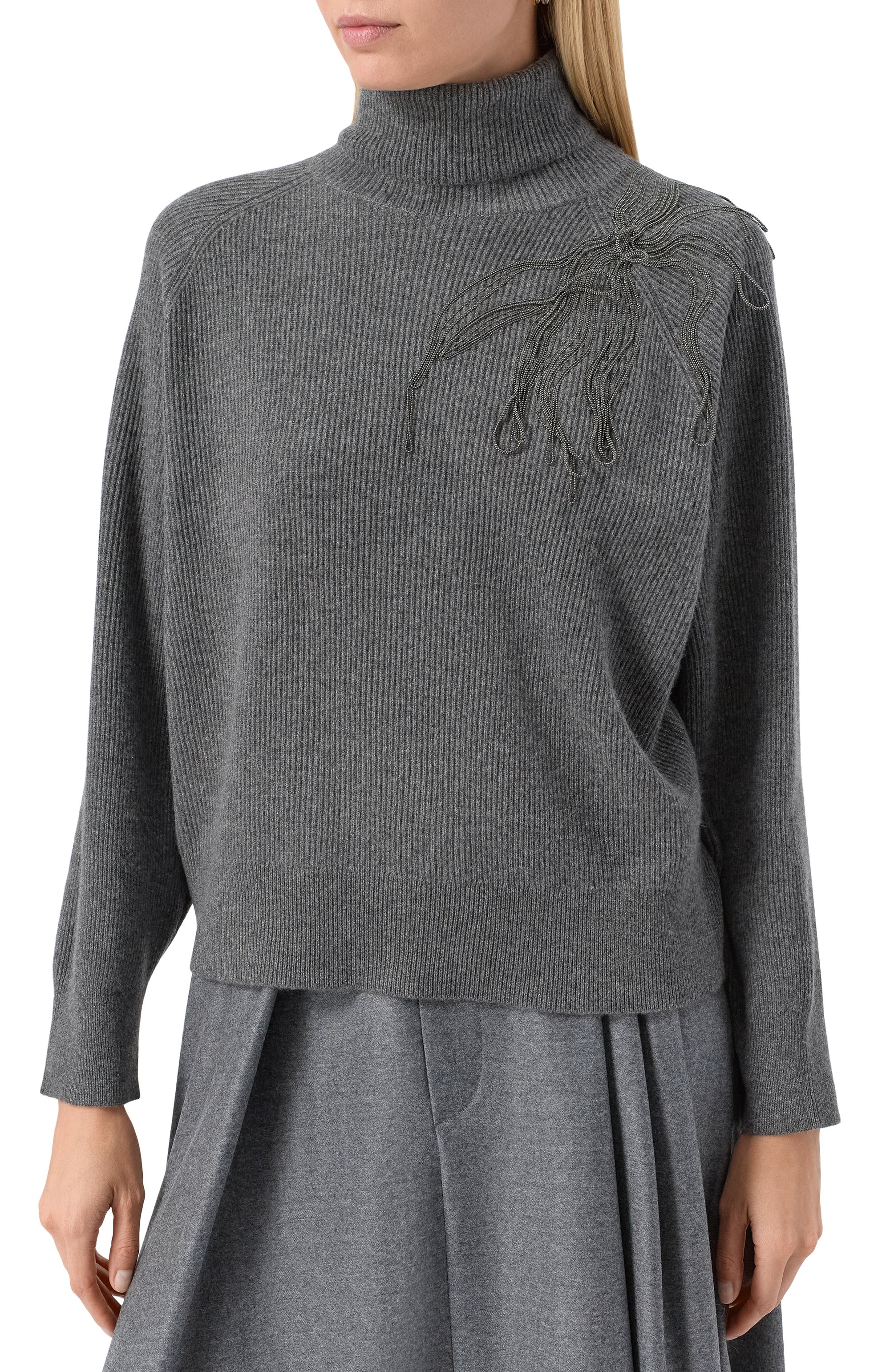 Кашемировый свитер BRUNELLO CUCINELLI серого цвета по цене 422000 руб., арт. M12218903, фото 3 Кашемировый свитер BRUNELLO CUCINELLI, арт. M12218903, фото 3