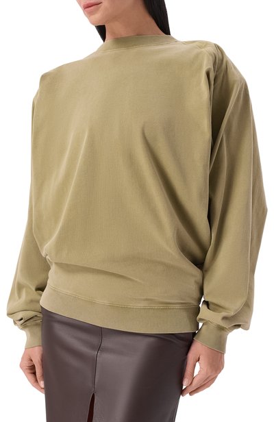 Хлопковый свитшот MUGLER хаки цвета по цене 55600 руб., арт. 26F3TS01306032, фото 3 Хлопковый свитшот MUGLER, арт. 26F3TS01306032, фото 3