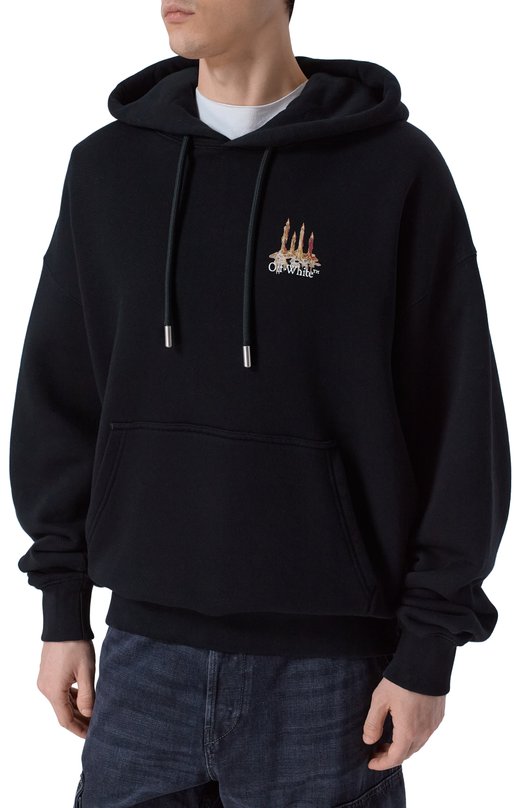 Хлопковое худи Off-White 0MBB085F25FLE002 Чёрный  0MBB085F25FLE002 Фото 3
