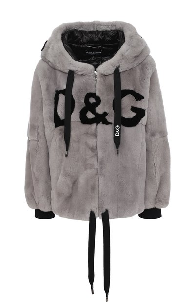 Шуба из меха кролика с капюшоном и логотипом бренда DOLCE & GABBANA, арт. F9B09F/FUPLS, фото 1