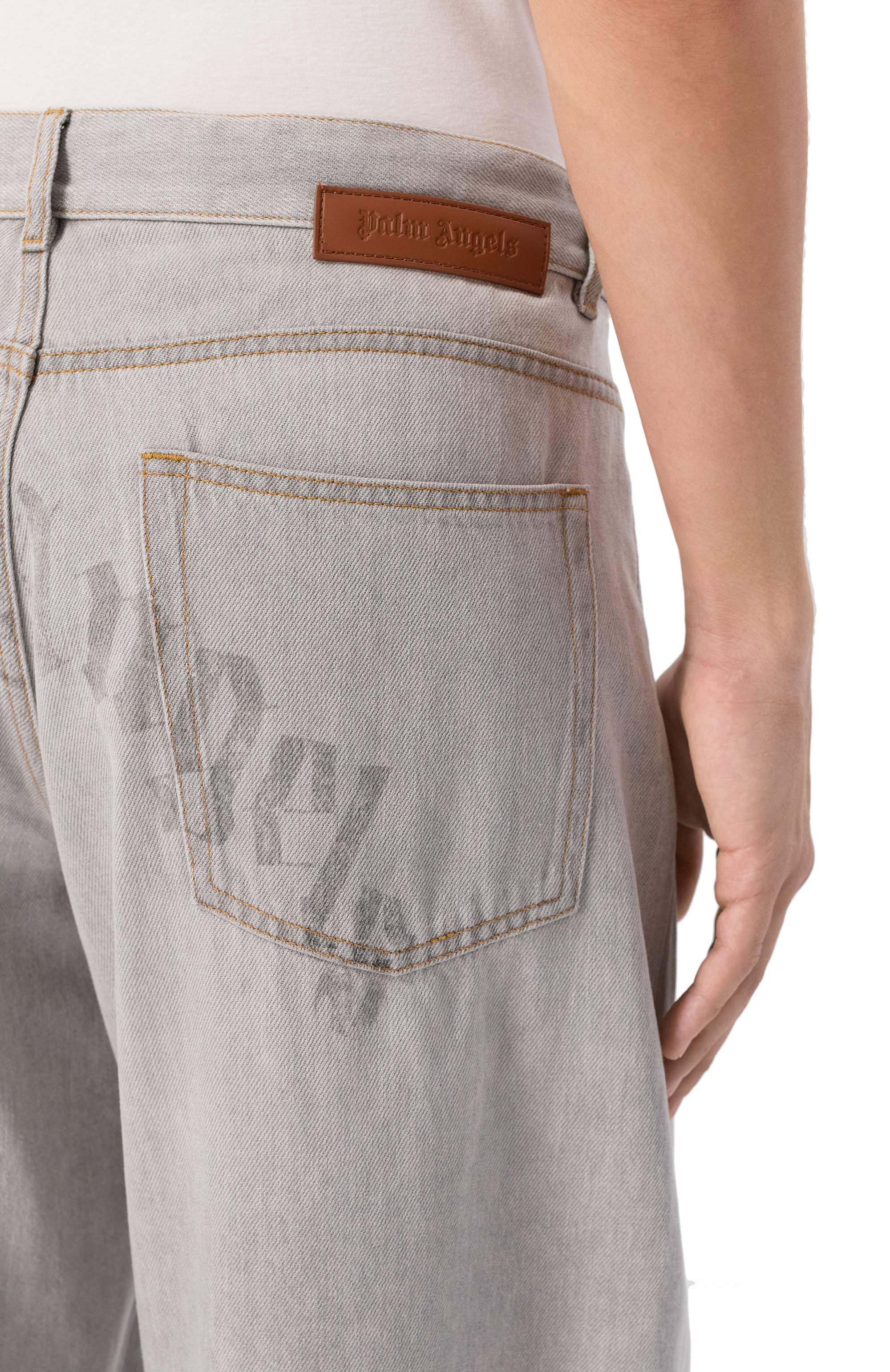 Джинсы PALM ANGELS серого цвета по цене 56500 руб., арт. PMYA049F25DEN001, фото 5 Джинсы PALM ANGELS, арт. PMYA049F25DEN001, фото 5