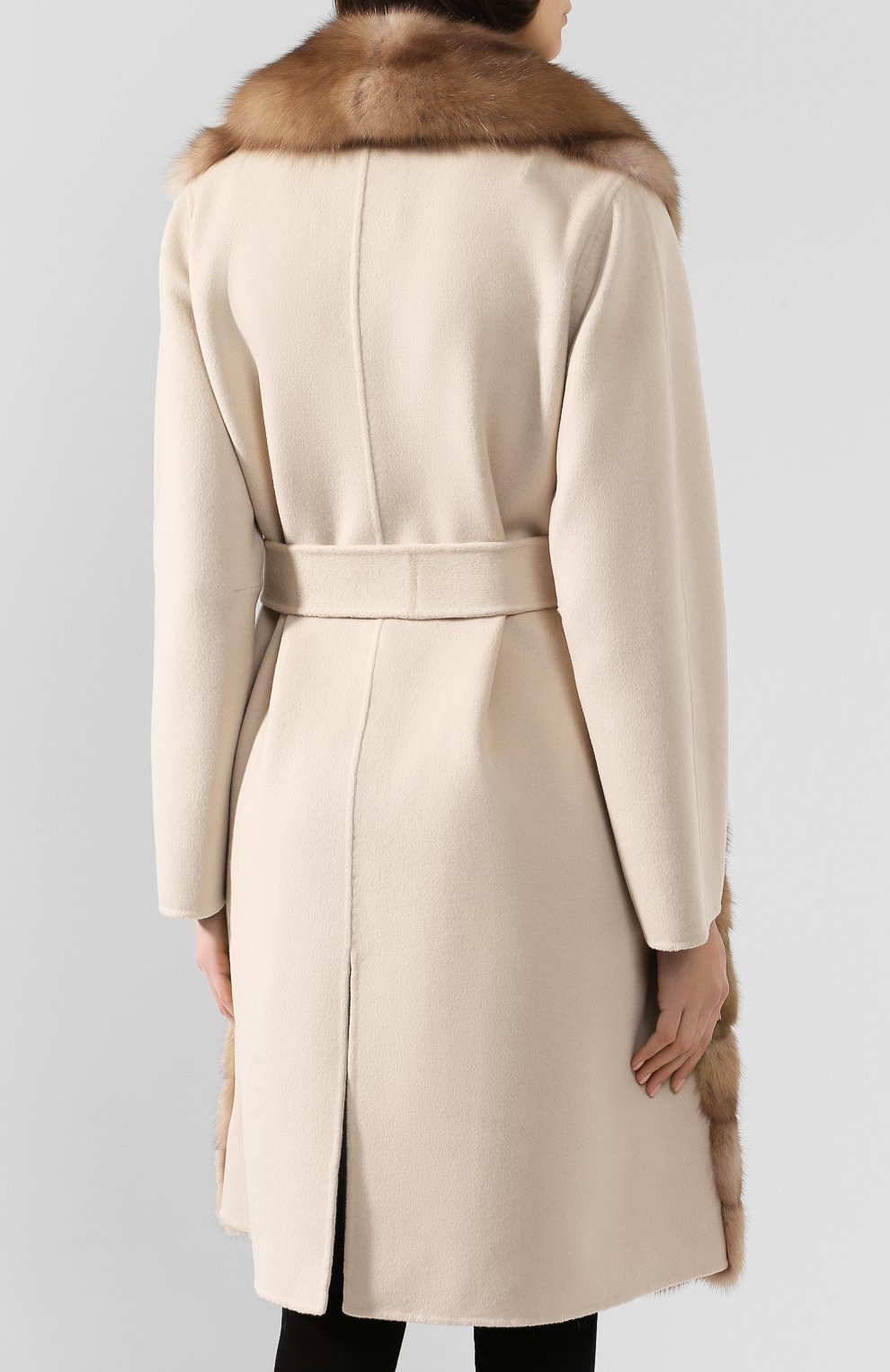 Пальто с отделкой из меха соболя YVES SALOMON, арт. 20WYM38504CAZI, фото 4