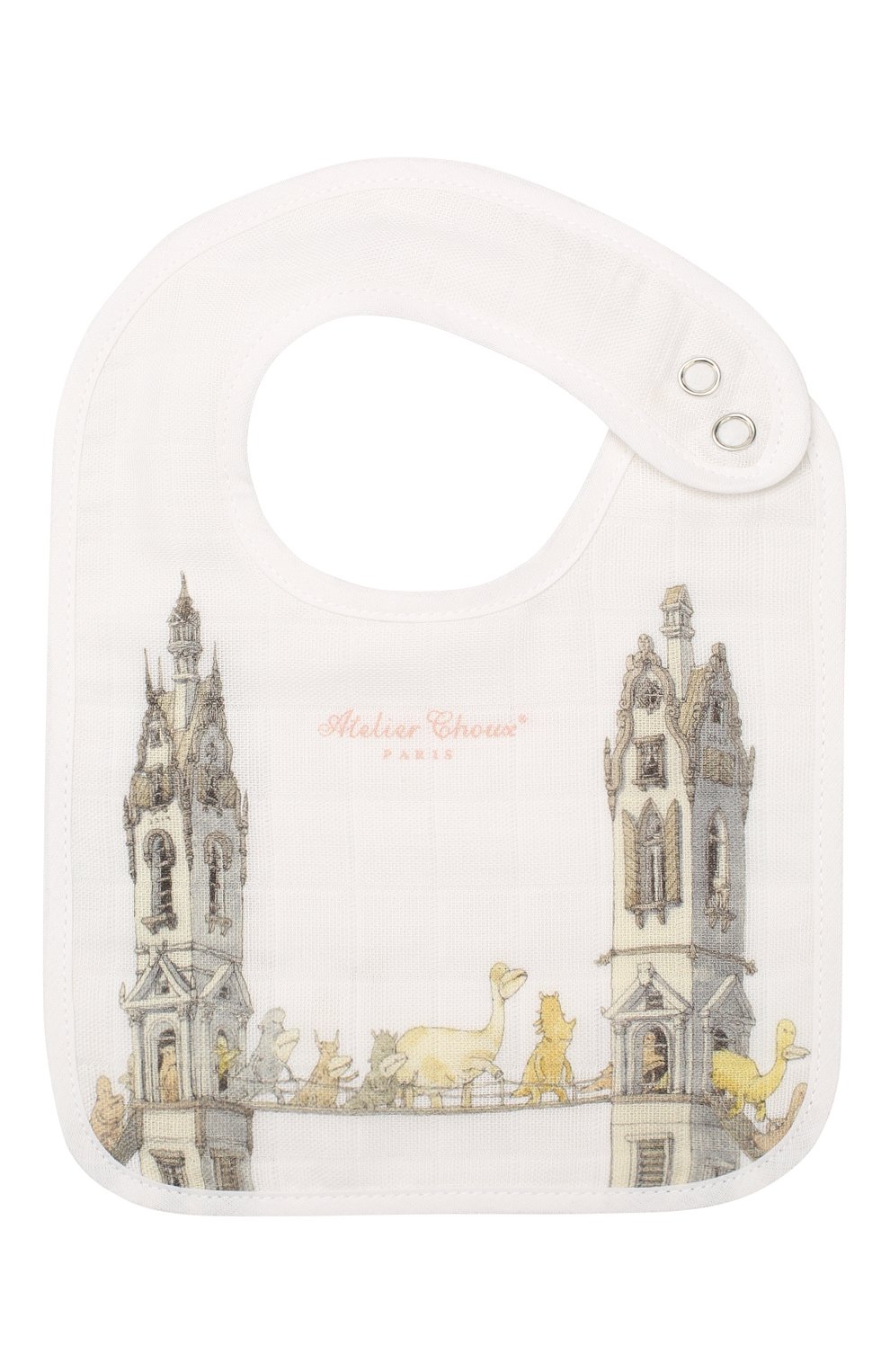 Хлопковый нагрудник ATELIER CHOUX, арт. SMALL BIB-T0WER`S BRIDGE-SILVER SNAPS, фото 1
