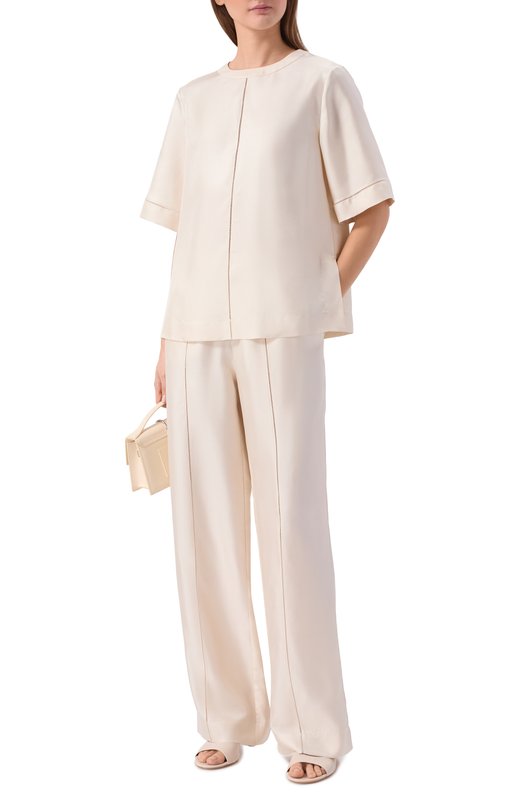 Шелковые брюки Loulou de Saison LARS Кремовый  LARS Фото 2