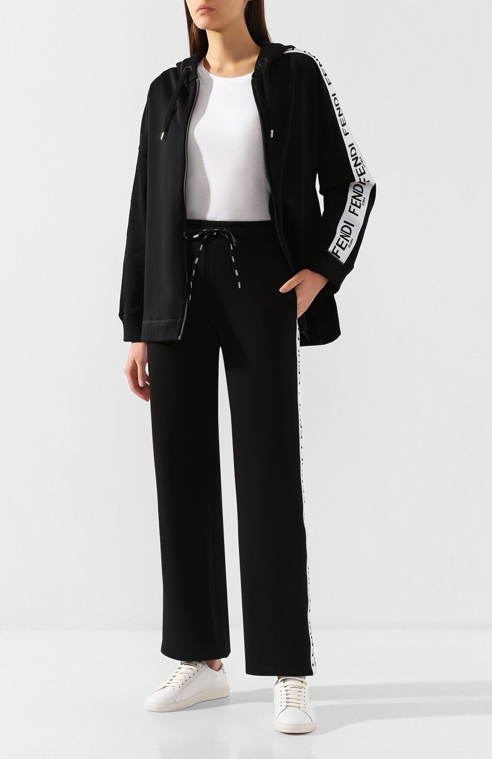 Хлопковые брюки FENDI черного цвета по цене 40950 руб., арт. FAB157 A8WG, фото 2 Хлопковые брюки FENDI, арт. FAB157 A8WG, фото 2