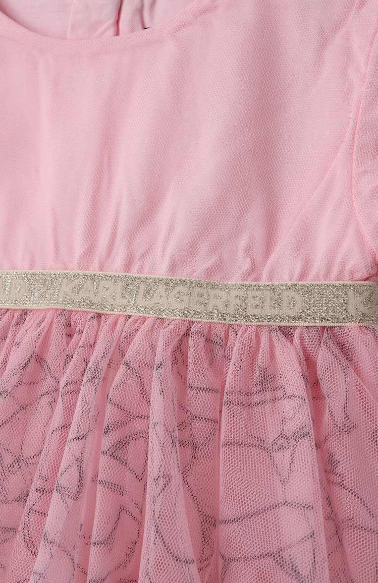 Детское платье KARL LAGERFELD KIDS розового цвета, арт. Z30519 | Фото 3 (Материал подклада: Вискоза; Рукава: Короткие; Девочки Кросс-КТ: Платье-одежда; Случай: Повседневный; Материал внешний: Синтетический материал; Автоматизация состава: П�роставлено; Автоматизация ТО: Проставлено; Ростовка одежда: 9 мес | 74 см, 2 года | 92 см, 12 мес | 80 см)