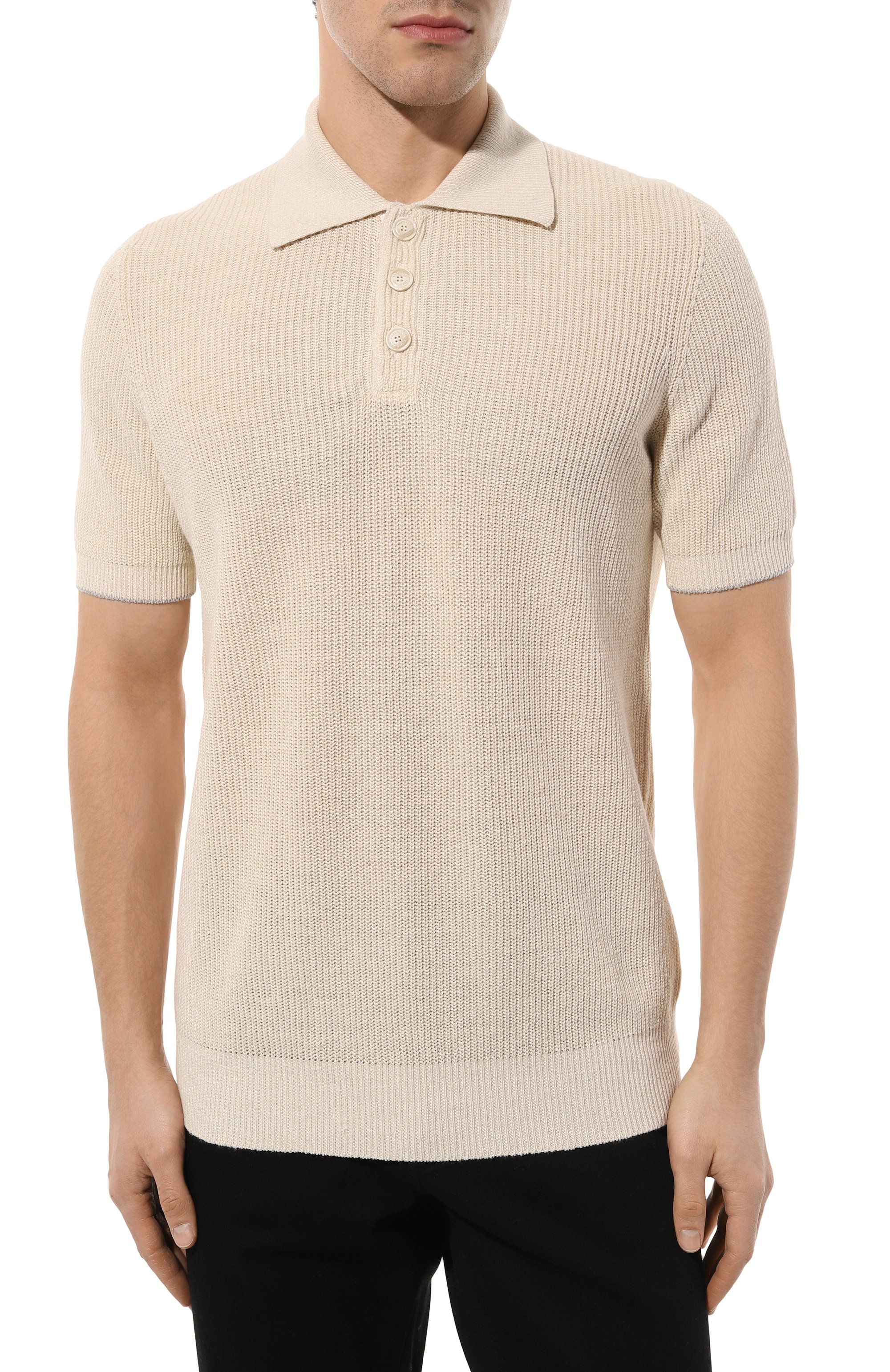 Поло изо льна и хлопка BRUNELLO CUCINELLI, арт. M2L70B2292, фото 3