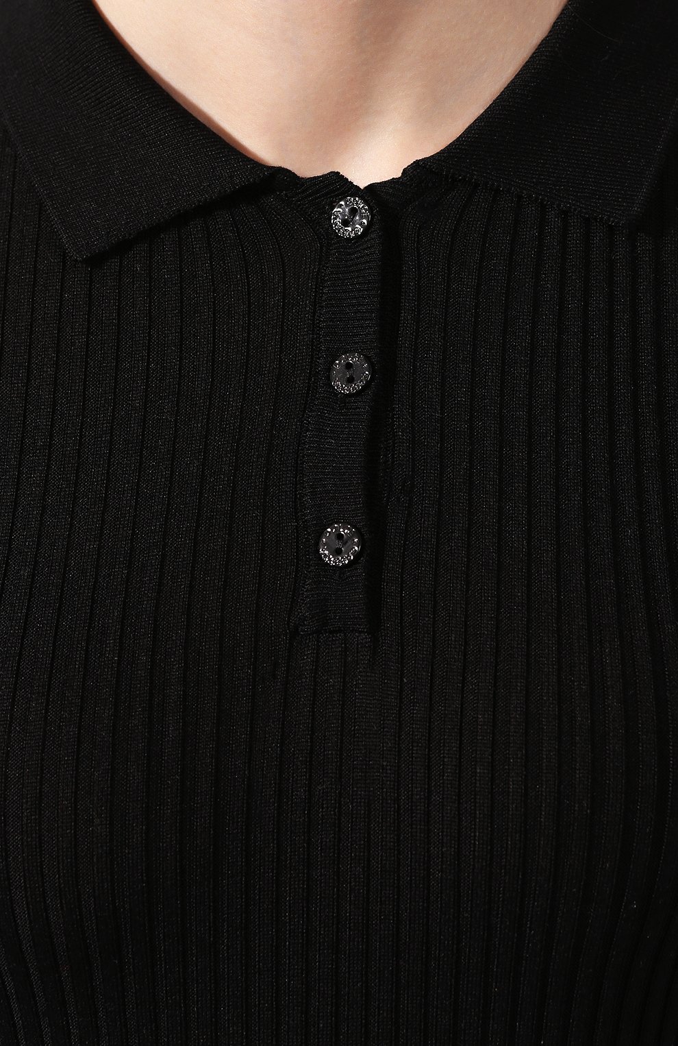 Шелковое поло DOLCE & GABBANA черного цвета по цене 93550 руб., арт. FX804T/JASMH, фото 5 Шелковое поло DOLCE & GABBANA, арт. FX804T/JASMH, фото 5