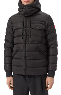 Мужская пуховая куртка MONCLER черного цвета, арт. 1B51E00/539ZD | Фото 3 (Длина (верхняя одежда): Короткие; Материал внешний: Синтетический материал; Материал утеплителя: Пух и перо; Рукава: Длинные; Материал подклада: Синтетический материал; Мужское Кросс-КТ: Куртка-пуховая, пуховик-короткий; Кросс-КТ: Пуховик, Куртка; Стили: Кэжуэл)