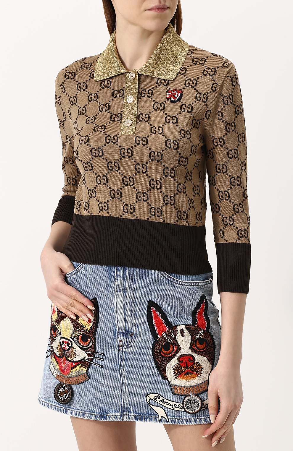 Пуловер с отложным воротником и уко роченным рукавом GUCCI, арт. 501252/X9Q05, фото 3