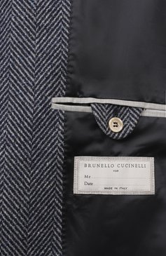 Мужская куртка из шерсти и шелка BRUNELLO CUCINELLI синего цвета, арт. MY4436265 | Фото 6 (Материал сплава: Проставлено; Материал подклада: Купро; Материал внешний: Шерсть; Длина (верхняя одежда): Короткие; Рукава: Длинные; Драгоценные камни: Проставлено; Мужское Кросс-КТ: шерсть и кашемир; Стили: Кэжуэл)