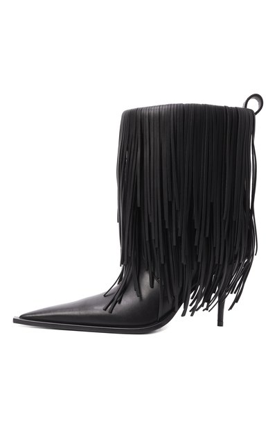 Кожаные ботильоны avenue fringe BALENCIAGA черного цвета по цене 268000 руб., арт. 855350/WBD00, фото 4 Кожаные ботильоны avenue fringe BALENCIAGA, арт. 855350/WBD00, фото 4