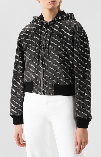 Джинсовый бомбер ALEXANDER WANG черно-белого цвета по цене 59950 руб., арт. 4D992394CG, фото 3 Джинсовый бомбер ALEXANDER WANG, арт. 4D992394CG, фото 3