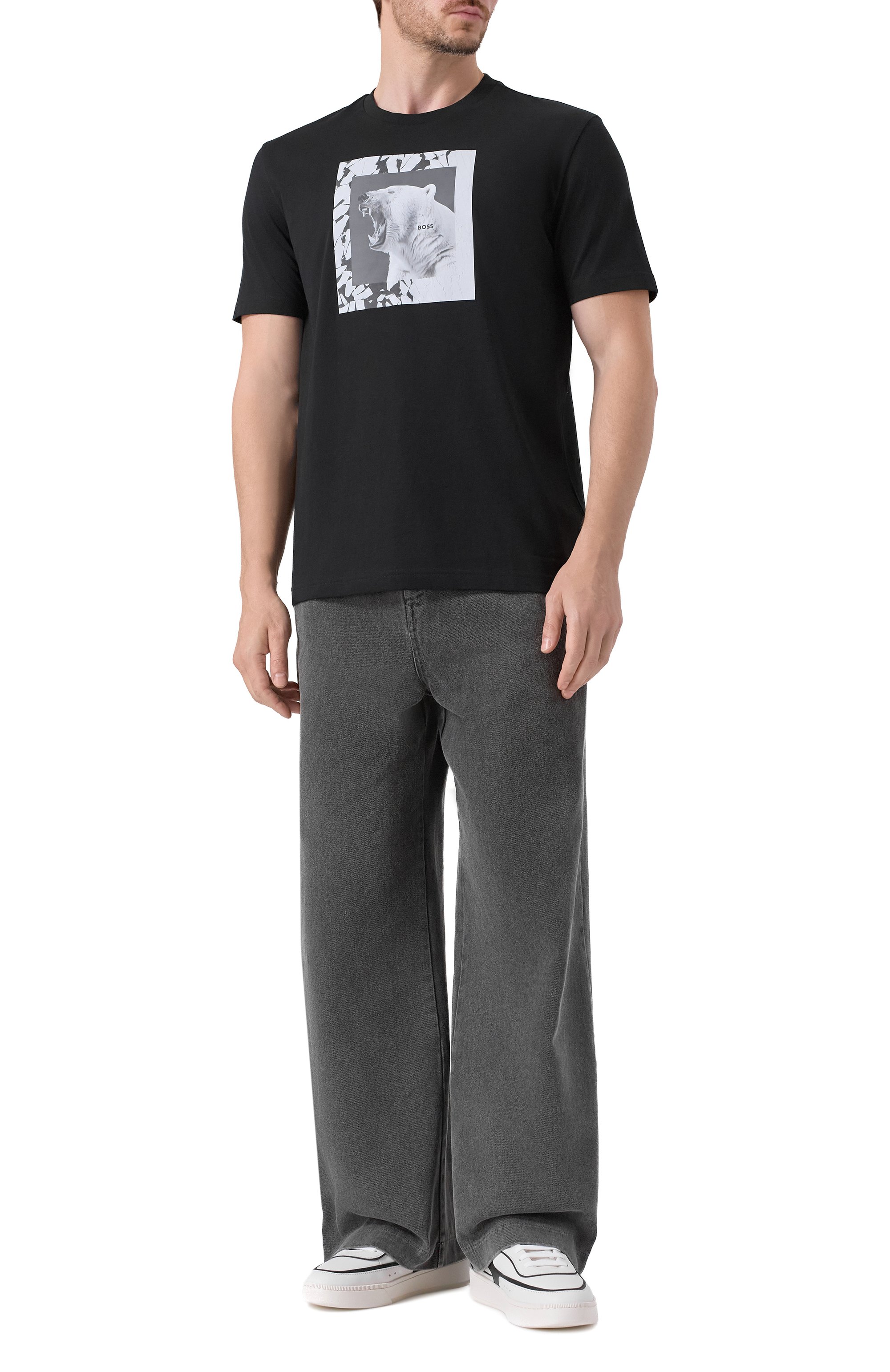 Хлопковая футболка BOSS ORANGE черного цвета по цене 8295 руб., арт. 50554615, фото 2 Хлопковая футболка BOSS ORANGE, арт. 50554615, фото 2