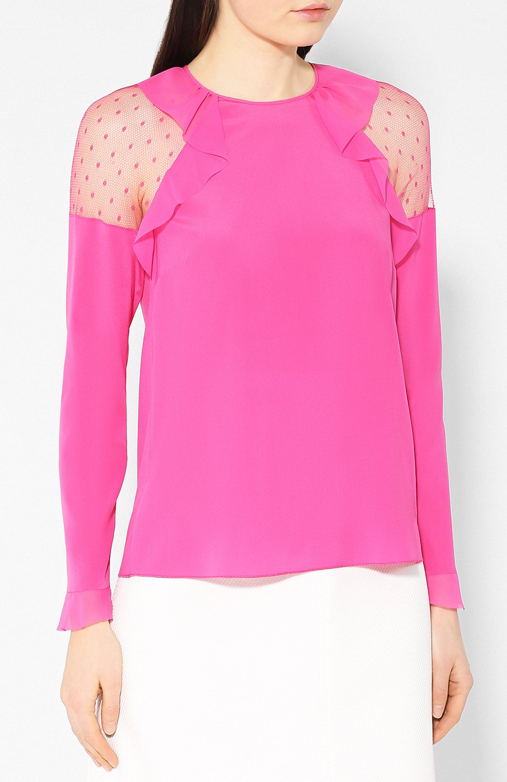 Шелковый топ REDVALENTINO фуксия цвета по цене 34550 руб., арт. RR3ABA50/KIW, фото 3 Шелковый топ REDVALENTINO, арт. RR3ABA50/KIW, фото 3