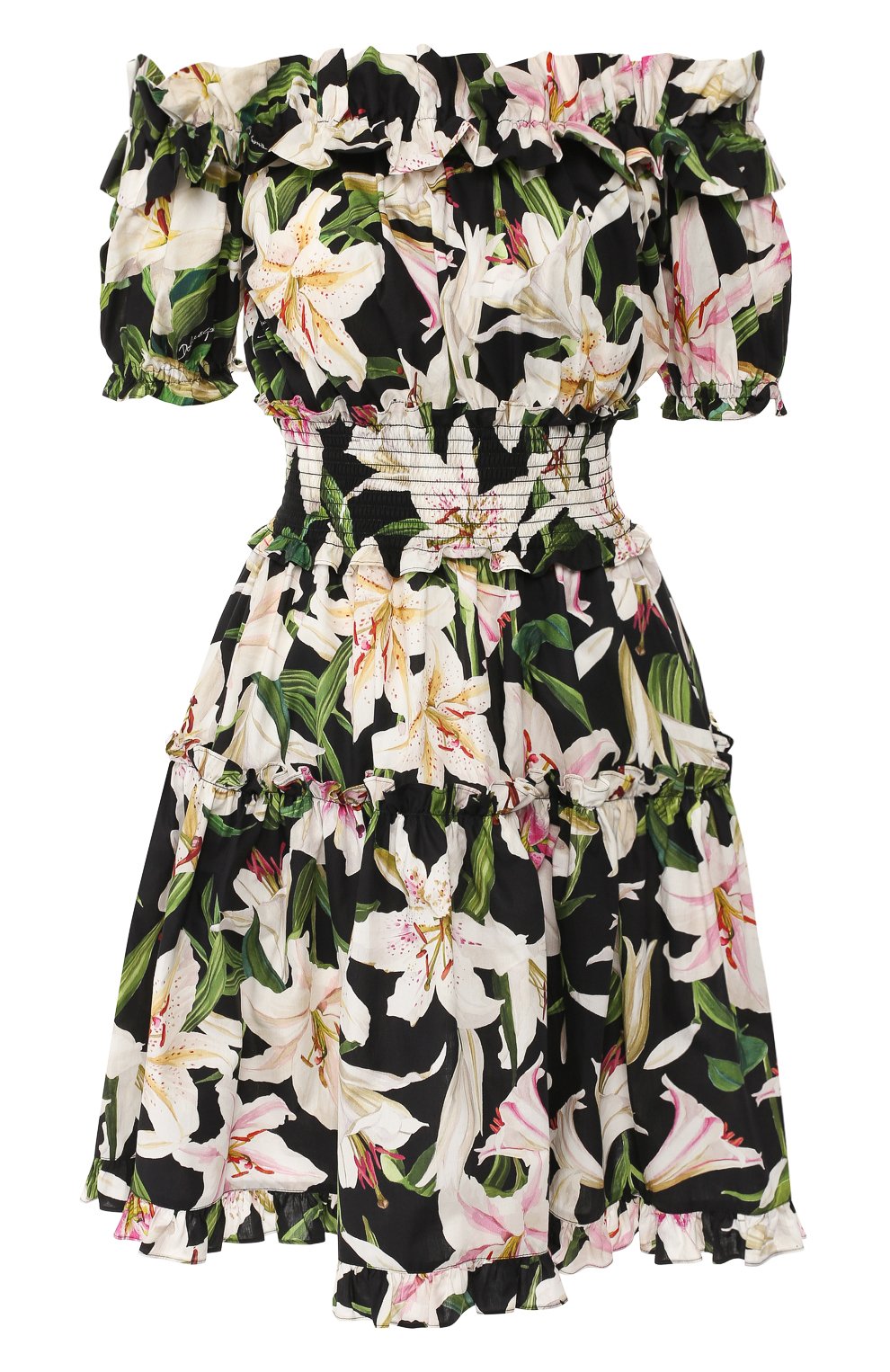 Хлопковое платье DOLCE & GABBANA черного цвета по цене 156500 руб., арт. F6A0UT/HS5E0, фото 1 Хлопковое платье DOLCE & GABBANA, арт. F6A0UT/HS5E0, фото 1