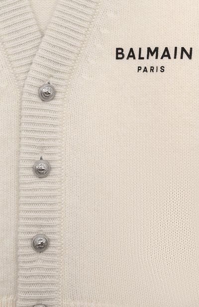 Кардиган из шерсти и кашемира BALMAIN молочного цвета по цене 31800 руб., арт. BV9520., фото 3 Кардиган из шерсти и кашемира BALMAIN, арт. BV9520., фото 3