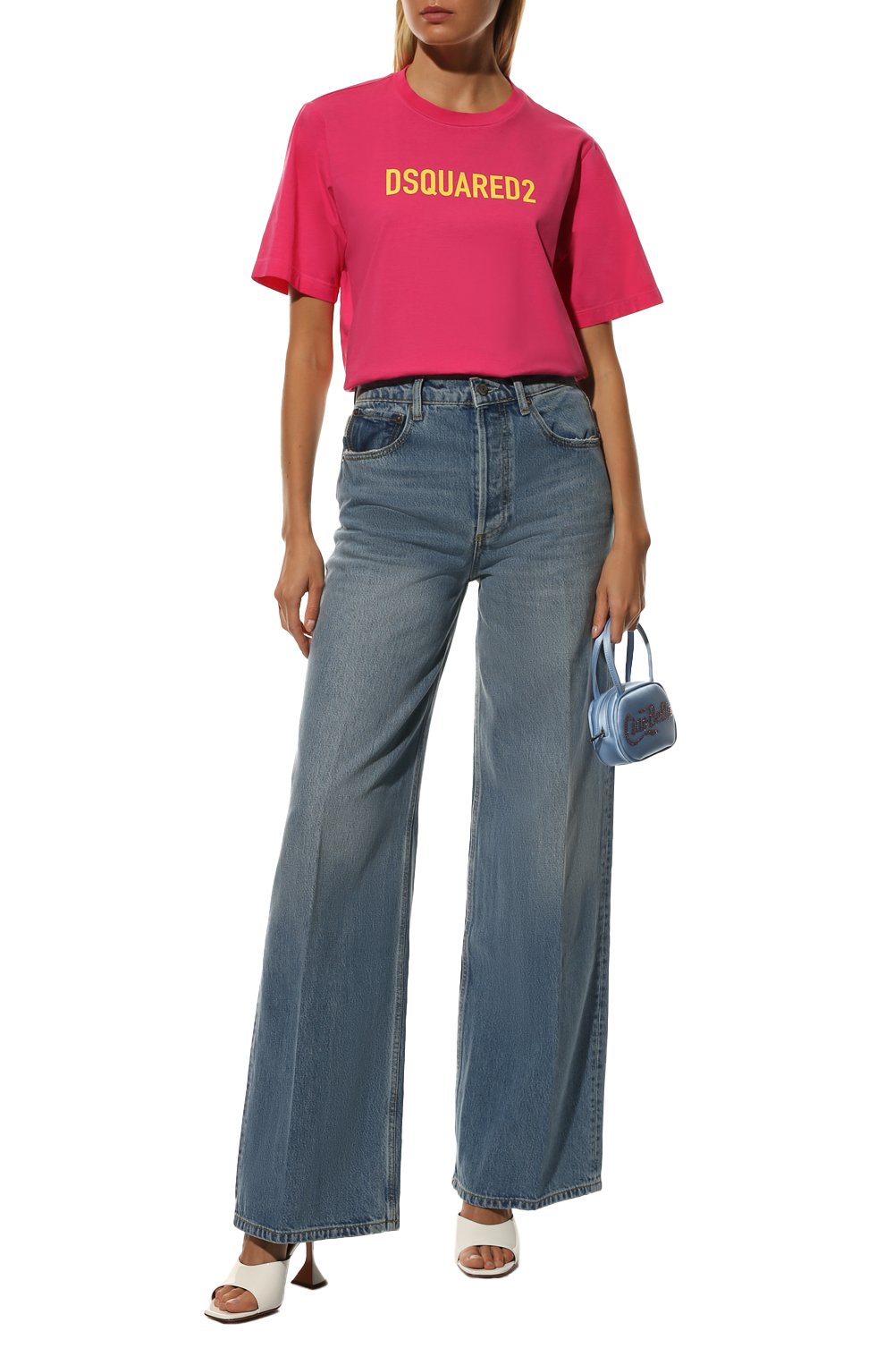 Хлопковая футболка DSQUARED2 фуксия цвета по цене 15250 руб., арт. S75GD0283/S22427, фото 2 Хлопковая футболка DSQUARED2, арт. S75GD0283/S22427, фото 2