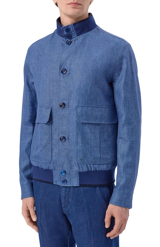 Бомбер из шерсти и льна Stefano Ricci M7J6100371/B127HA_001 Синий  M7J6100371/B127HA_001 Фото 3