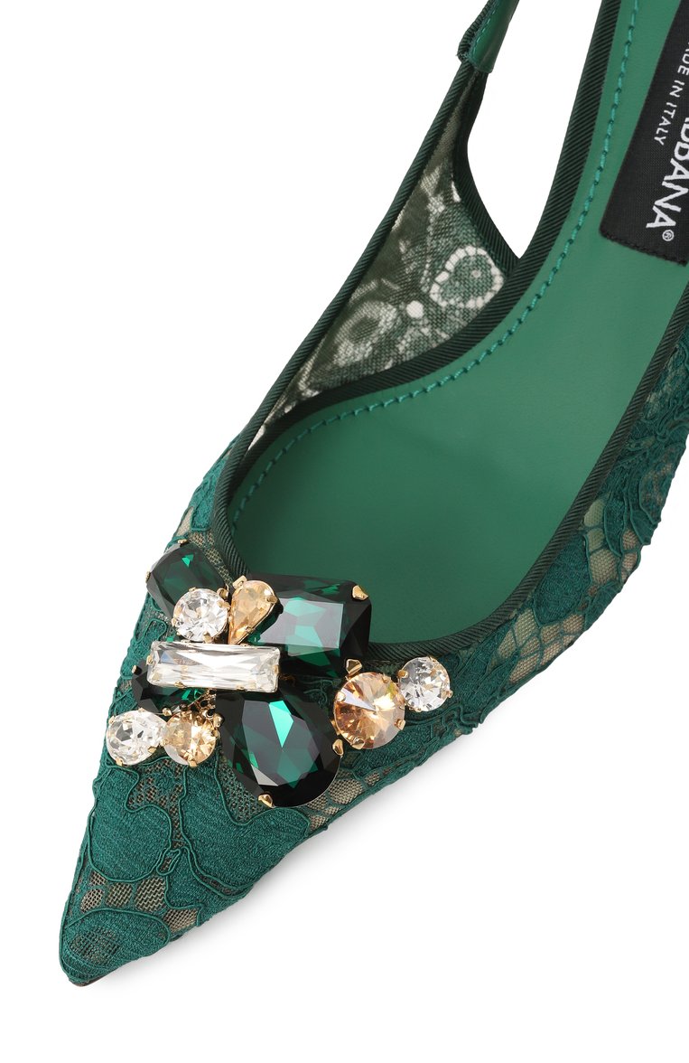 Женские текстильные туфли rainbow 60 DOLCE & GABBANA зеленого цвета, арт. CG0711/AQ074 | Фото 7 (Каблук высота: Средний; Материал внешний: Текстиль; Материал внутренний: Текстиль; Подошва: Плоская; Женское Кросс-КТ: Слингбэки; Каблук тип: Шпилька; Автоматизация ТО: Проставлено; Автоматизация состава: Проставлено; Размерность: Товар большемерит)