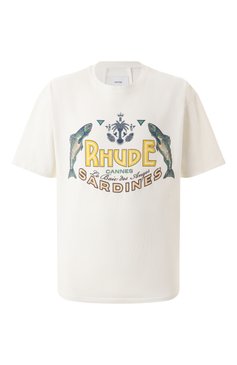 Мужская хлопковая футболка RHUDE белого цвета, арт. RHPS25TT09012 | Фото 1 (Драгоценные камни: Проставлено; Материал сплава: Проставлено; Длина (для топов): Стандартные; Рукава: Короткие; Принт: С принтом; Стили: Кэжуэл; Материал внешний: Хлопок; Мужское Кросс-КТ: Футболка-одежда; Кросс-КТ: Джерси)