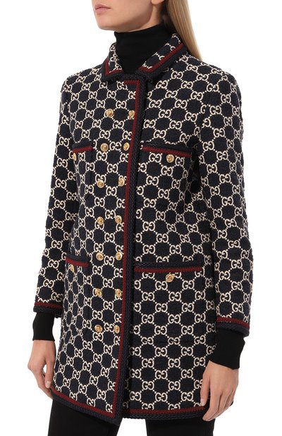 Полупальто из хлопка и шерсти GUCCI синего цвета по цене 504000 руб., арт. 577448 ZAAMP, фото 3 Полупальто из хлопка и шерсти GUCCI, арт. 577448 ZAAMP, фото 3