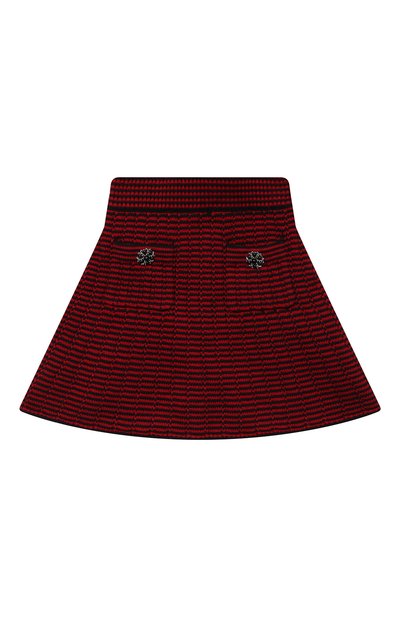 Хлопковая юбка SELF-PORTRAIT KIDS бордового цвета по цене 15800 руб., арт. RS22-732, фото 1 Хлопковая юбка SELF-PORTRAIT KIDS, арт. RS22-732, фото 1