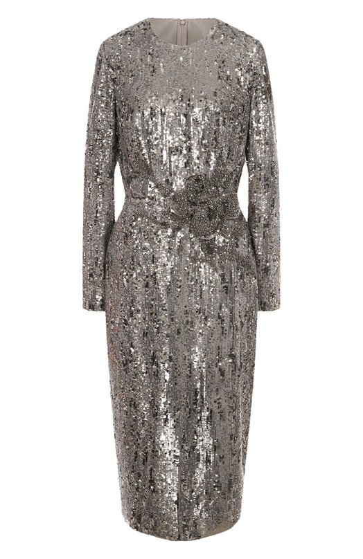 Платье с отделкой пайетками Elie Saab D0290NP25/PA009 Серебряный D0290NP25/PA009
