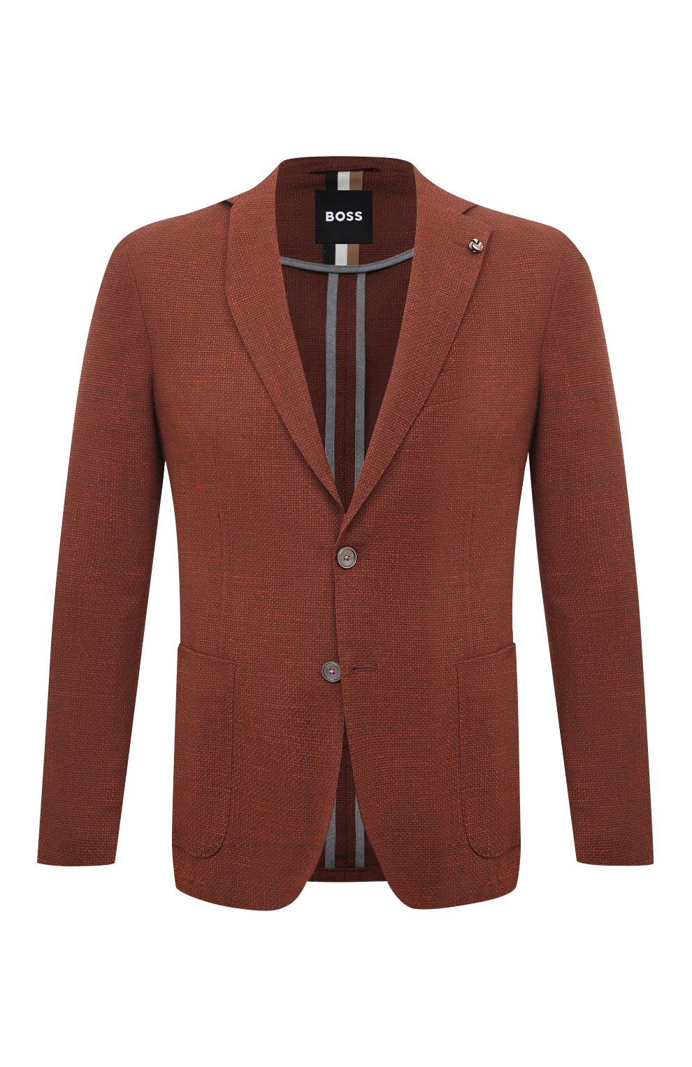 Пиджак из хлопка и вискозы BOSS коричневого цвета по цене 46800 руб., арт. 50497273, фото 1 Пиджак из хлопка и вискозы BOSS, арт. 50497273, фото 1