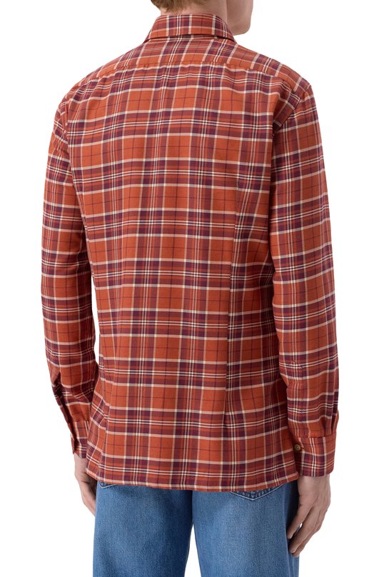 Рубашка из хлопка и кашемира Kiton UMCNERH0942002 Оранжевый  UMCNERH0942002 Фото 4