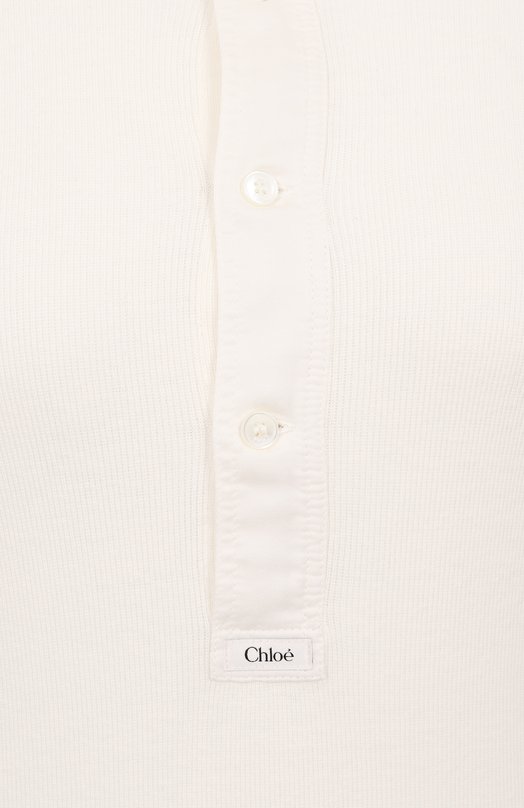 Хлопковый лонгслив Chloé CH25UJH14180 Кремовый  CH25UJH14180 Фото 6