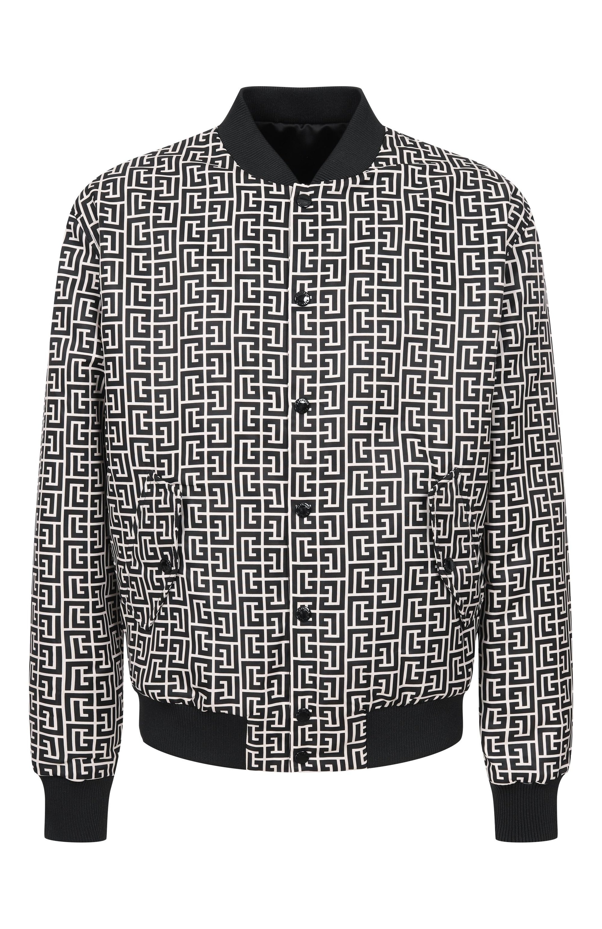 Двусторонний бомбер BALMAIN черно-белого цвета по цене 249500 руб., арт. GH1TFA27/XL26, фото 1 Двусторонний бомбер BALMAIN, арт. GH1TFA27/XL26, фото 1