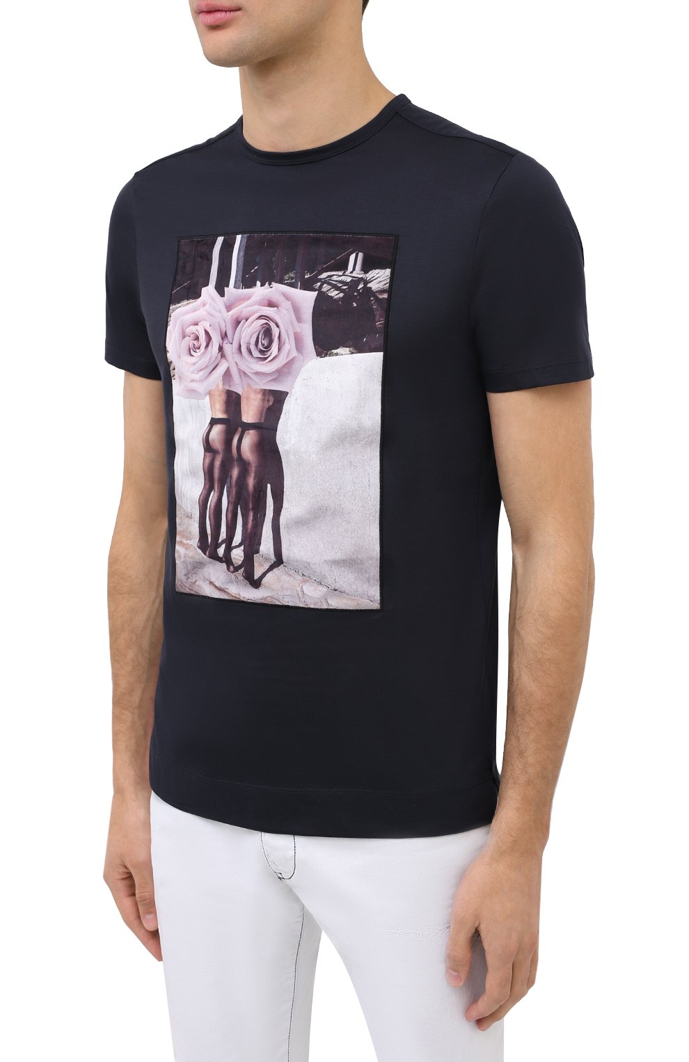 Хлопковая футболка LIMITATO темно-синего цвета по цене 18650 руб., арт. TWICE/T-SHIRT REGULAR, фото 3 Хлопковая футболка LIMITATO, арт. TWICE/T-SHIRT REGULAR, фото 3