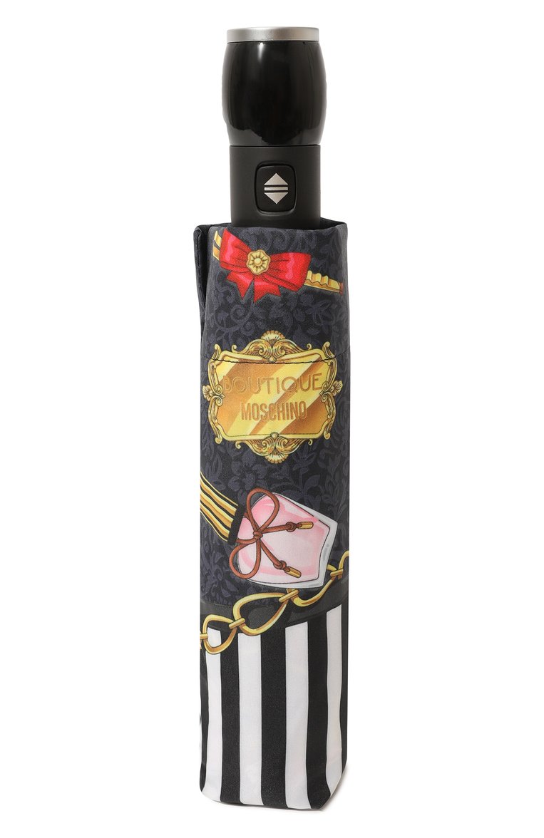 Женский складной зонт MOSCHINO черного цвета, арт. 7942-0PENCL0SE | Фото 4 (Материал: Текстиль, Металл, Синтетический материал; Нос: Не проставлено; Материал сплава: Проставлено)